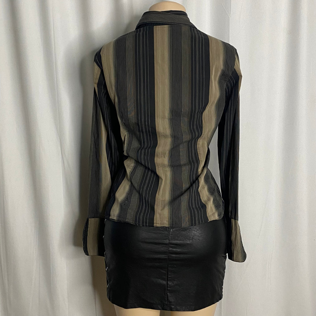 Vintage Earth-Tone Vertical Striped  Size XL