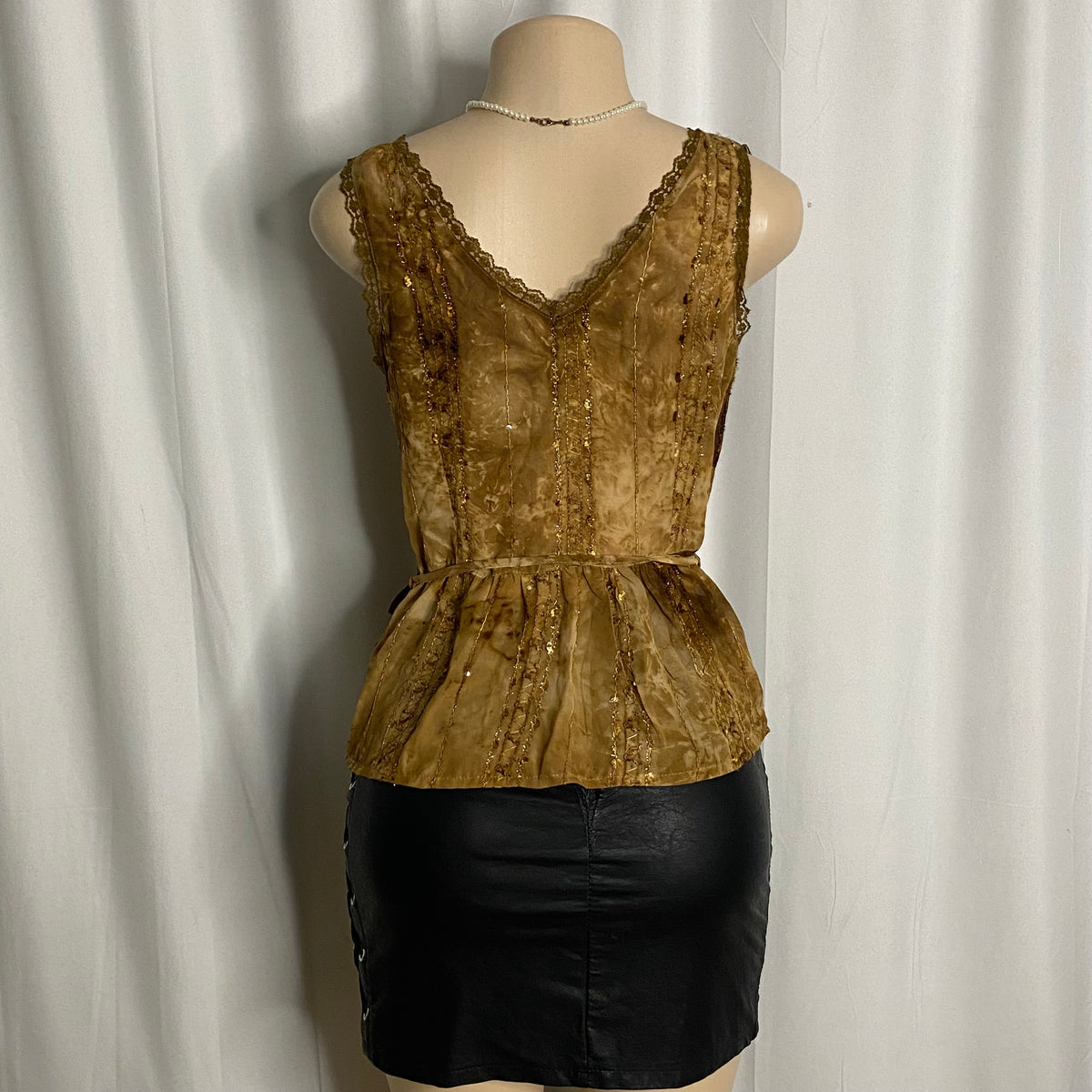 Vintage Cover Girl Earth-Tone Velvet Sequin Camisole Size S