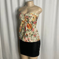 Floral Button-Down Corset Tube Top  Size M