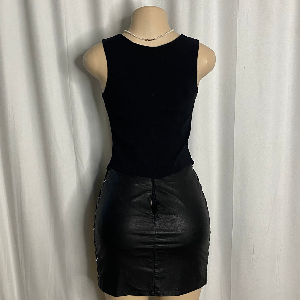 Black Heart-Zipper Corset Vest Top Size S