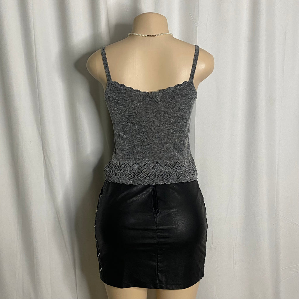 Vintage Metallic Silver Shimmer Knit Cami Size S