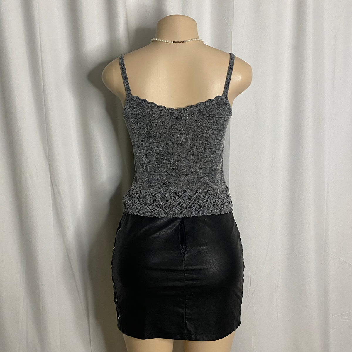 Vintage Metallic Silver Shimmer Knit Cami Size S