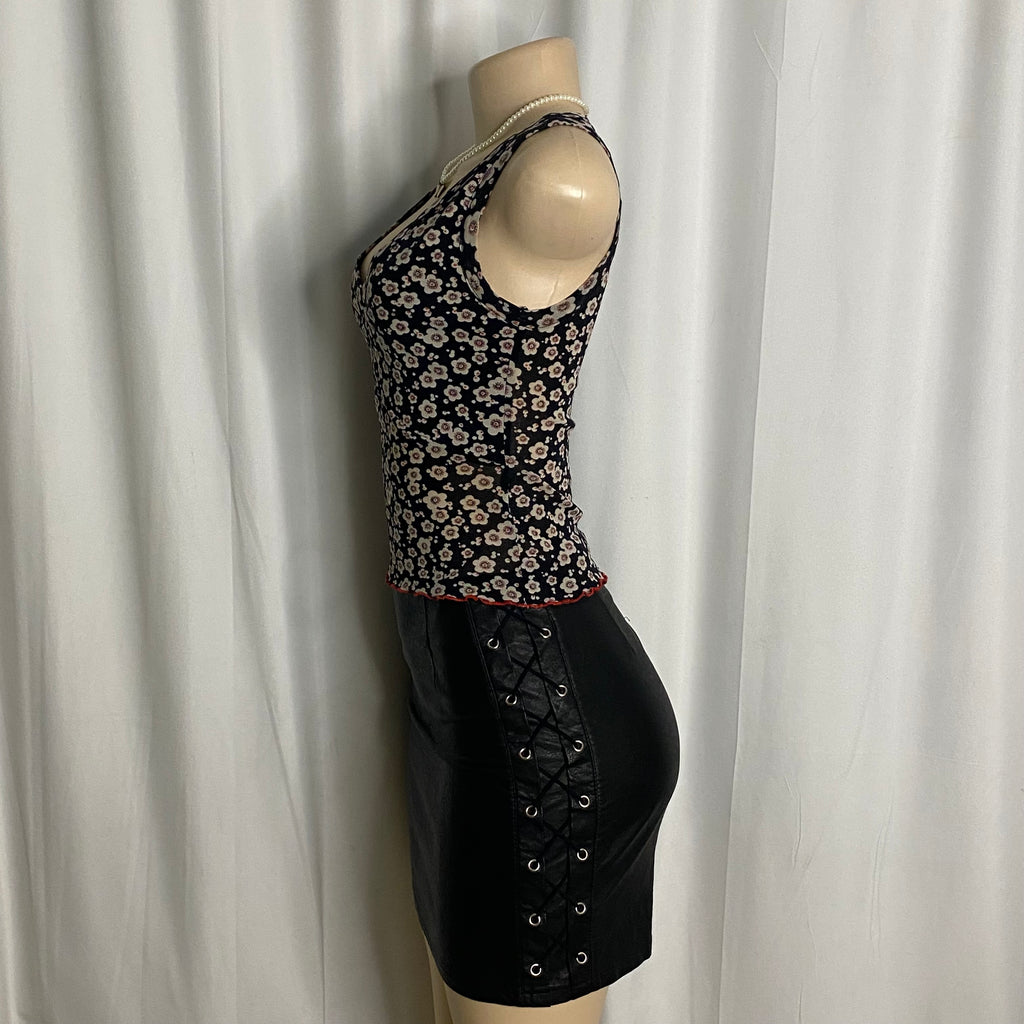 Vintage Y2K Sheer Floral Mesh Tank Top Size S