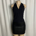 Y2K Navy Pinstripe Zip-Up Halter Top  Size XL