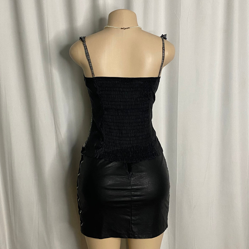 Cyber Punk Plaid Butterfly Bustier Size M