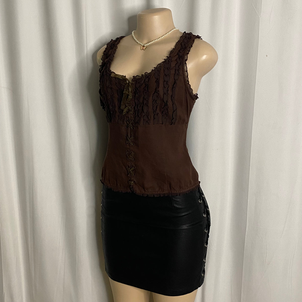 Vintage Y2K Lace-Up Milkmaid Corset Top Size M