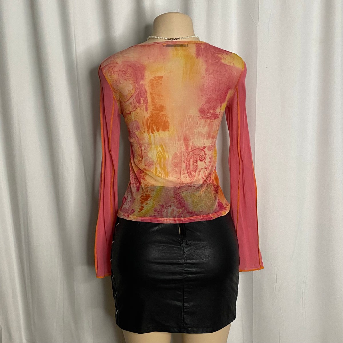 Vintage Maillili Paris Asymmetrical Mesh Wrap Top   Size S