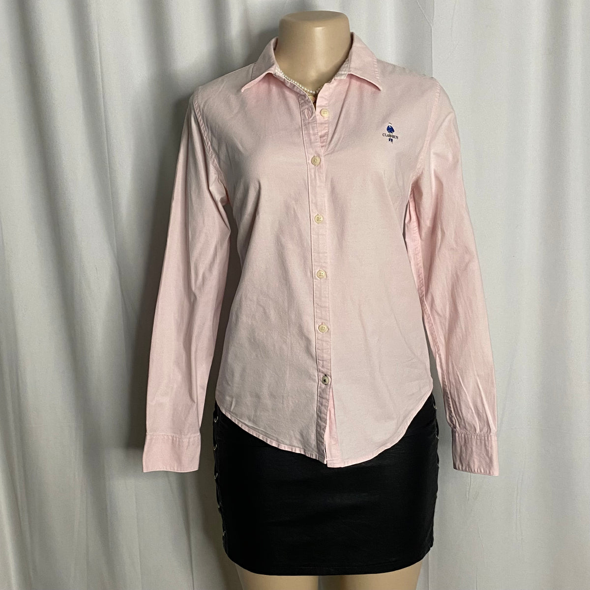 Giordano Women's Slim Cotton Lycra Embroidery Oxford Shirt  Size L