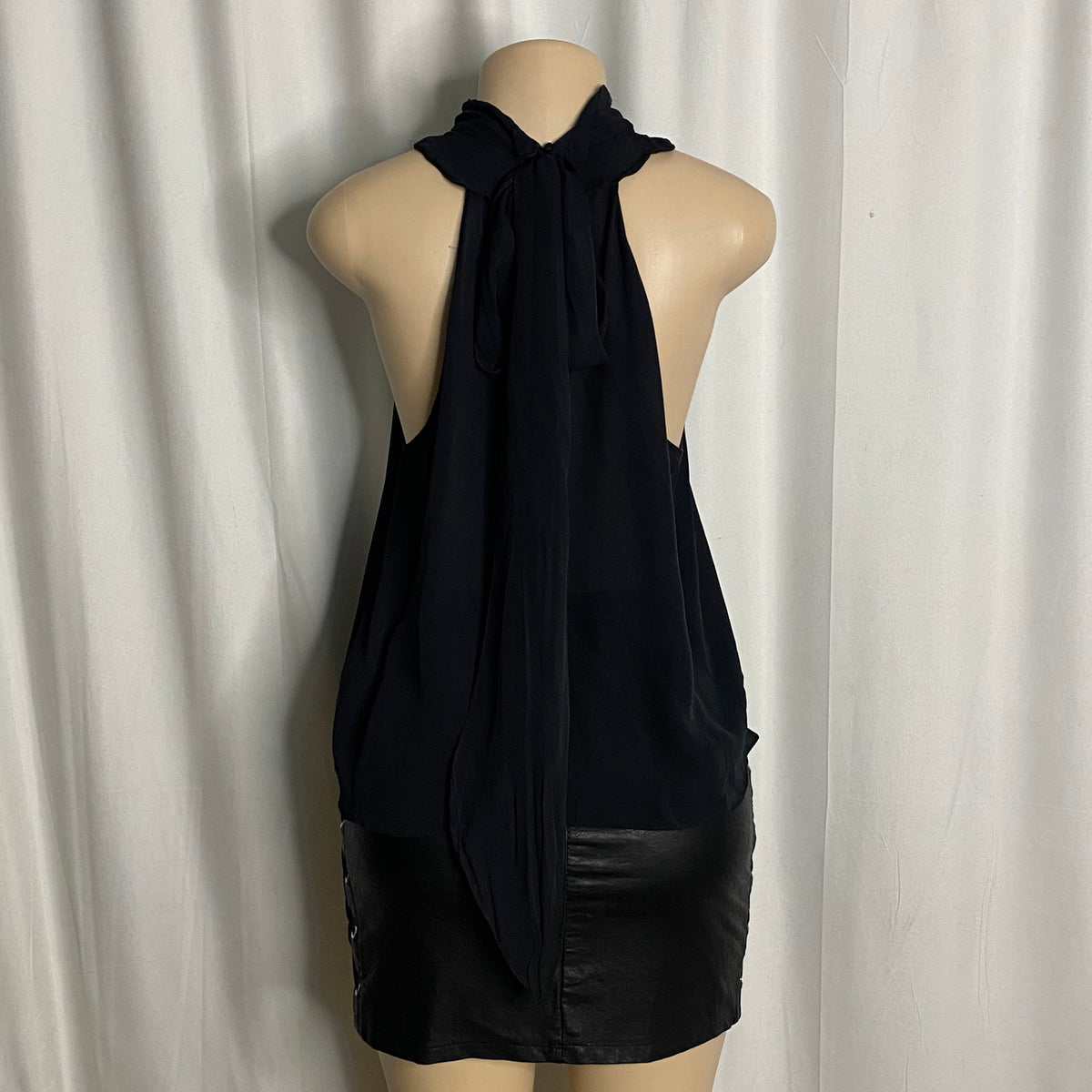 Vintage Black Sheer Halter High-Neck Top  Size L