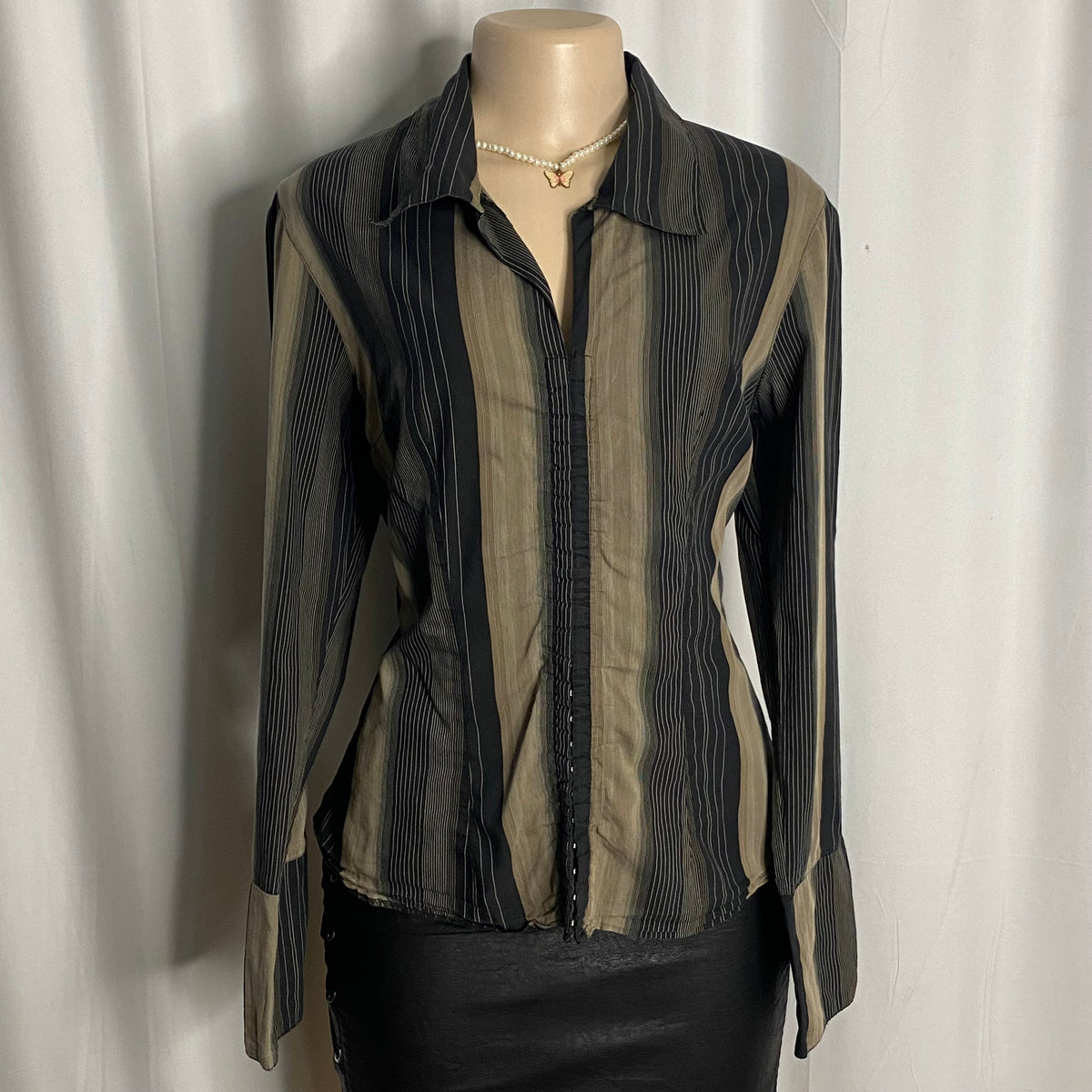 Vintage Earth-Tone Vertical Striped  Size XL