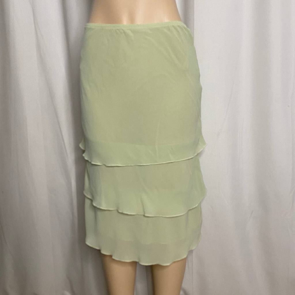 90s/Y2K Fairycore Sage Green Layered Ruffle Tiered Chiffon Skirt Size S