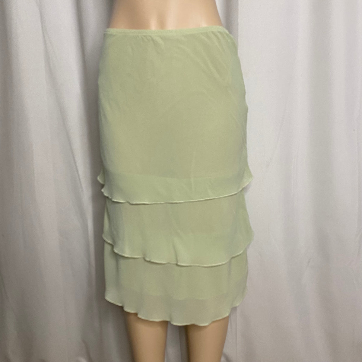 90s/Y2K Fairycore Sage Green Layered Ruffle Tiered Chiffon Skirt Size S