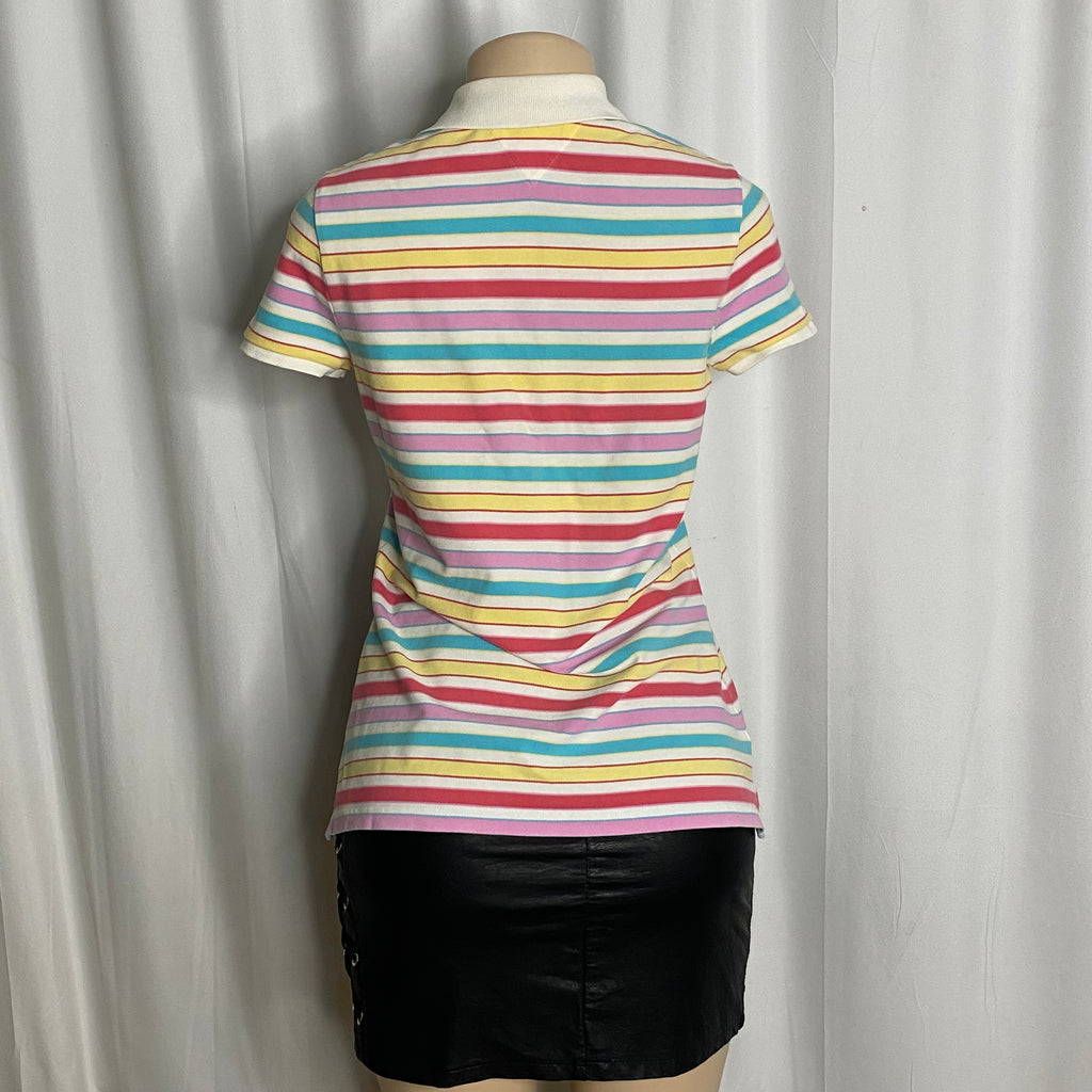 Vintage Tommy Hilfiger Pastel Striped Polo Shirt  Size S/M