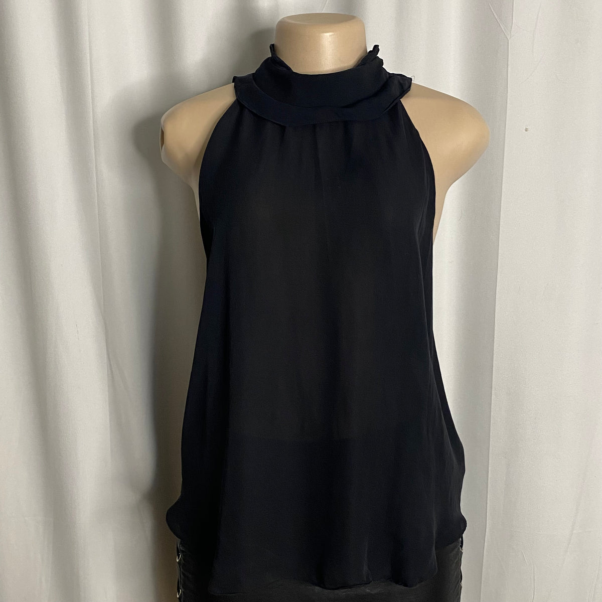 Vintage Black Sheer Halter High-Neck Top  Size L