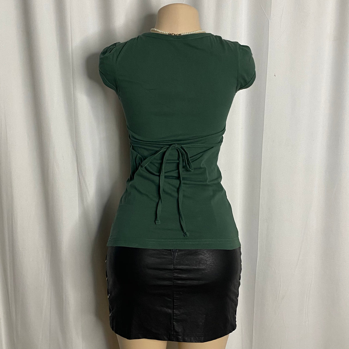 Sage Green Ruched Bust Cap Sleeve Top  Size S