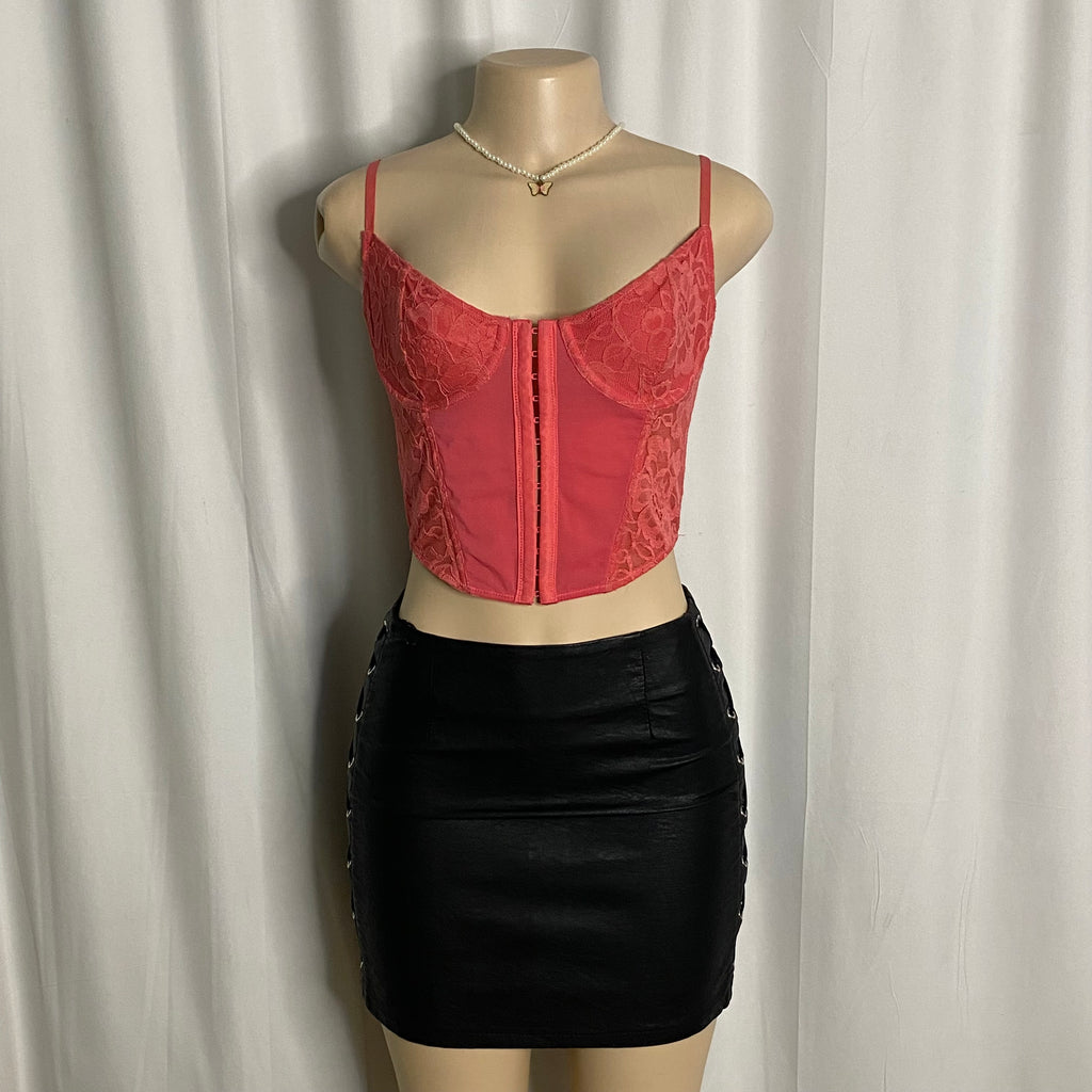 Coquette Coral Lace Corset Cami Size M