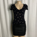 Floral Mesh V-Neck Top Size M