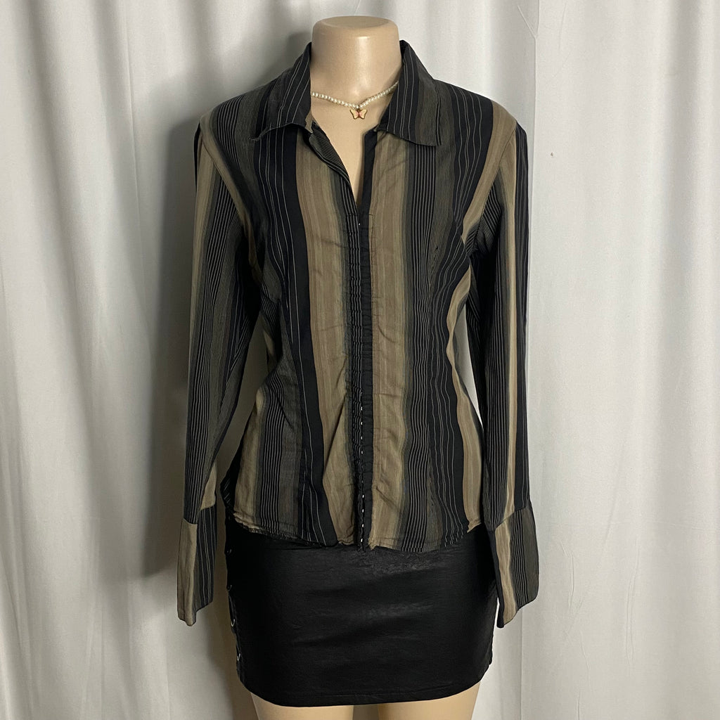Vintage Earth-Tone Vertical Striped  Size XL