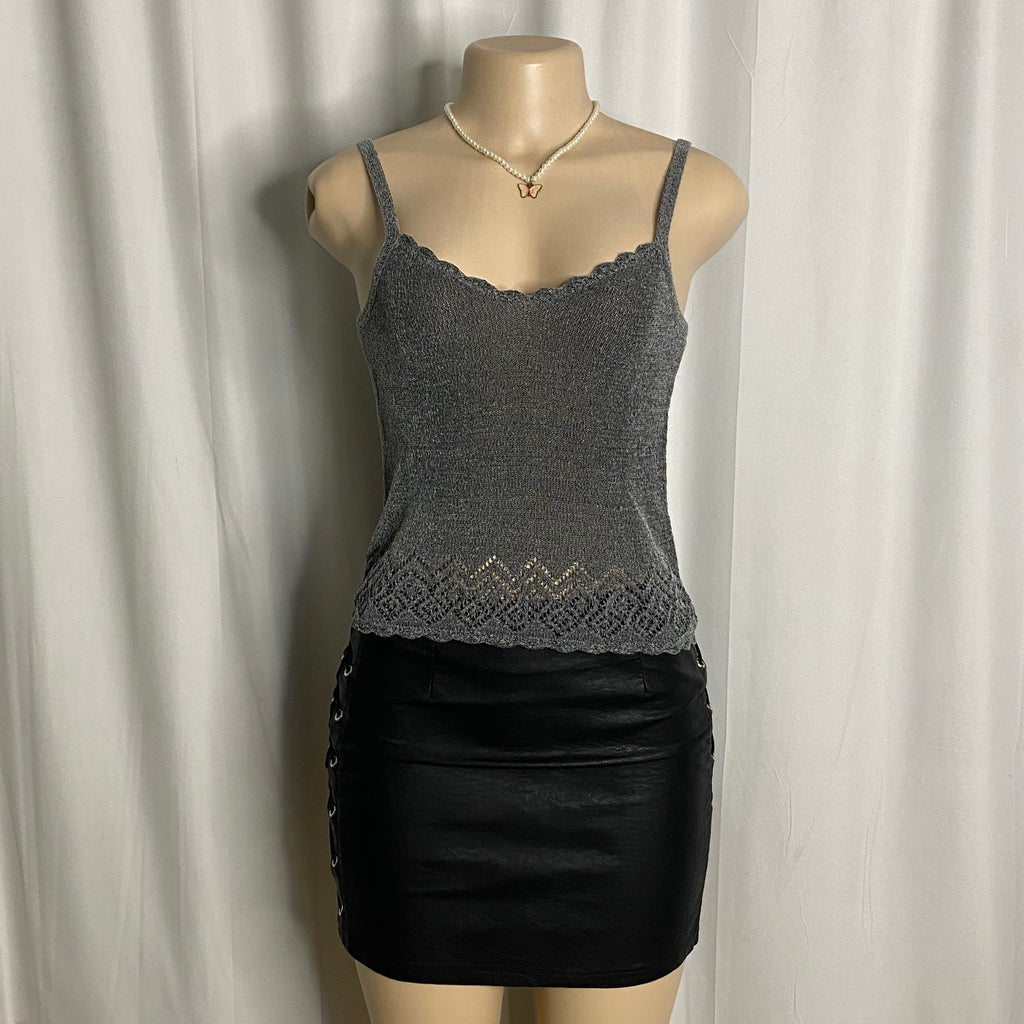 Vintage Metallic Silver Shimmer Knit Cami Size S