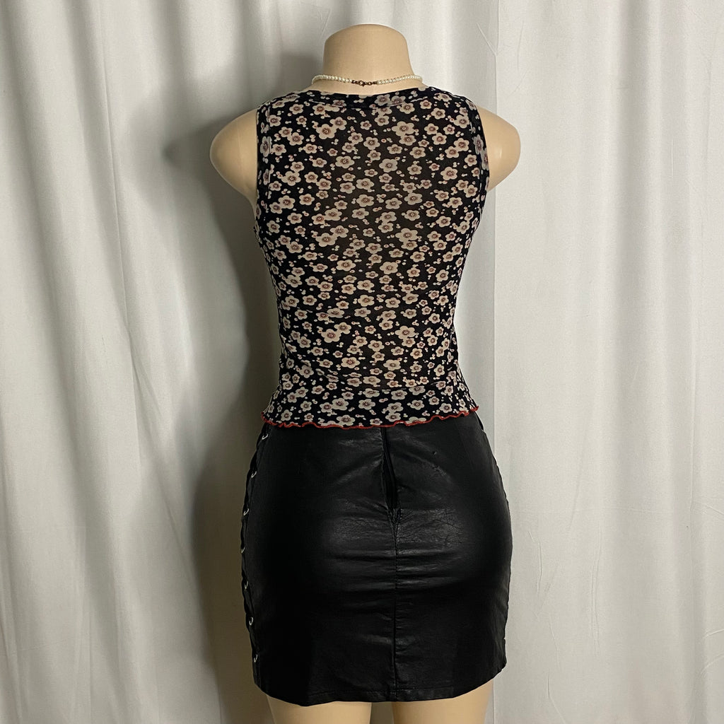 Vintage Y2K Sheer Floral Mesh Tank Top Size S