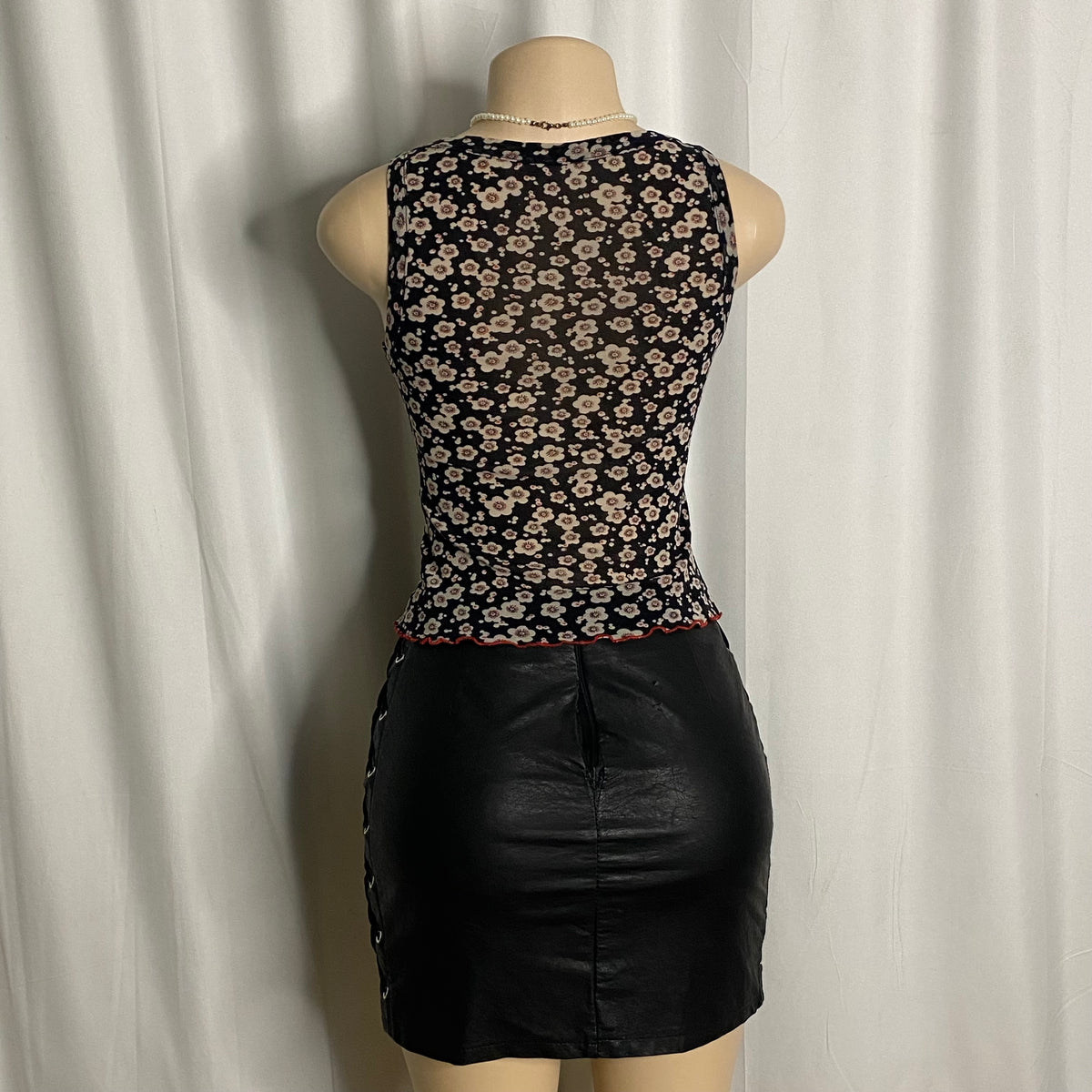 Vintage Y2K Sheer Floral Mesh Tank Top Size S