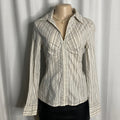 Y2K Striped Fitted Blouse with Ruching  Size L