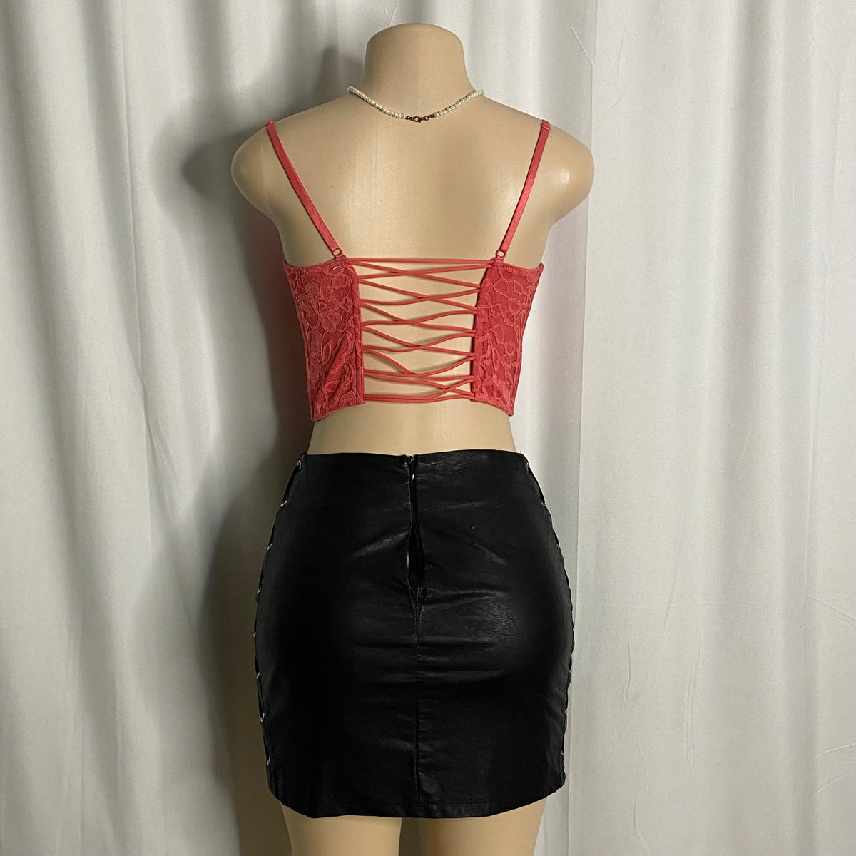 Coquette Coral Lace Corset Cami Size M