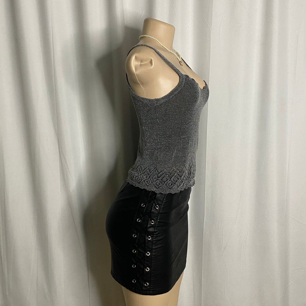 Vintage Metallic Silver Shimmer Knit Cami Size S