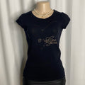 Embellished Rhinestone Heart Graphic Baby Tee  Size S
