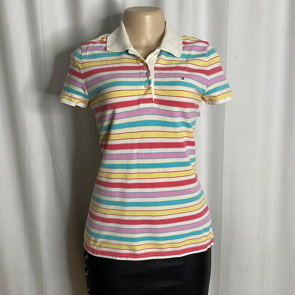 Vintage Tommy Hilfiger Pastel Striped Polo Shirt  Size S/M