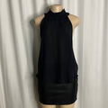 Vintage Black Sheer Halter High-Neck Top  Size L