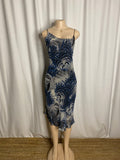 Y2K Blue Bird & Feather Graphic Mesh Slip Dress Size S