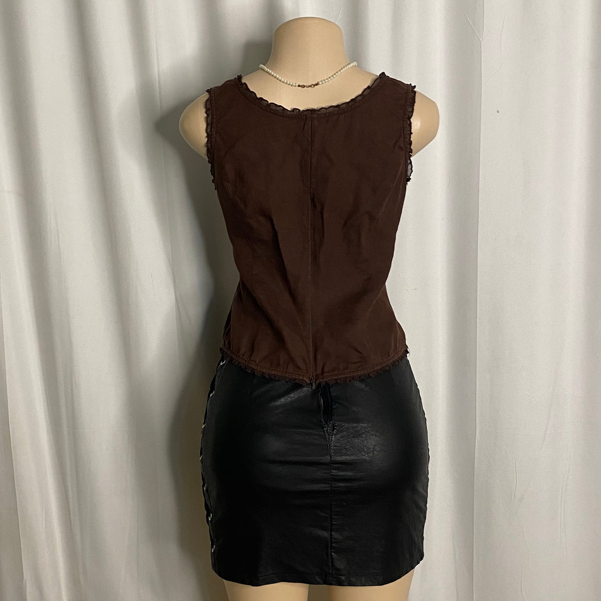 Vintage Y2K Lace-Up Milkmaid Corset Top Size M