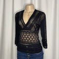 See Through Lace Quarter Sleeve Top