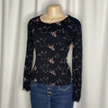 Floral Embroidered Mesh Long-sleeve Top