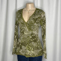 Floral V Neck Long-sleeve Mesh Top