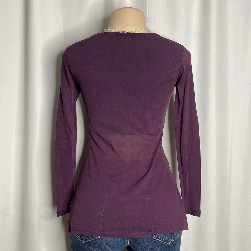 Vintage French Graphic Long-sleeve Mesh Top