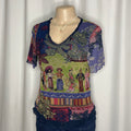 Short Sleeves Floral Graphic Print Mesh top