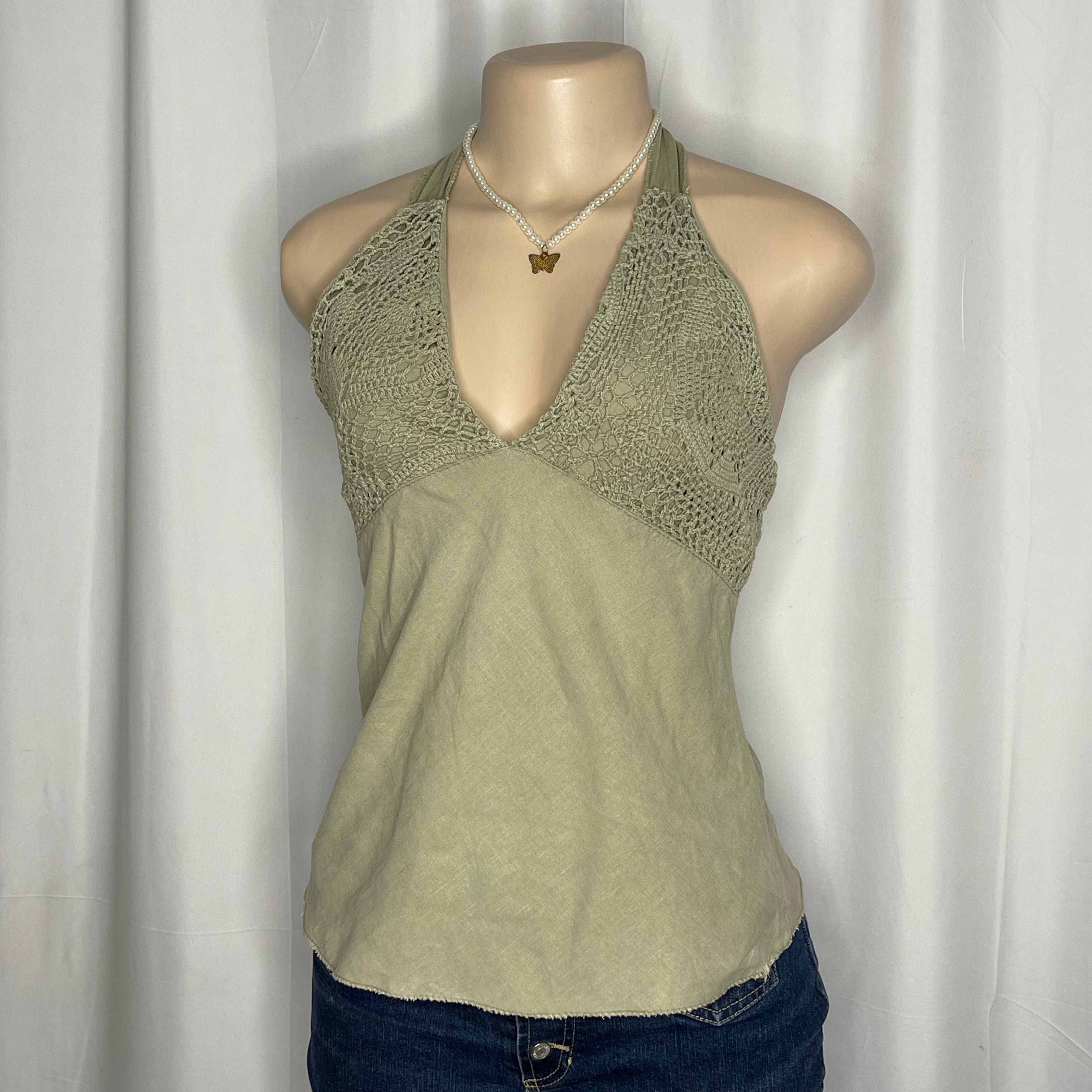 Front Embroidered Halter Neck Top