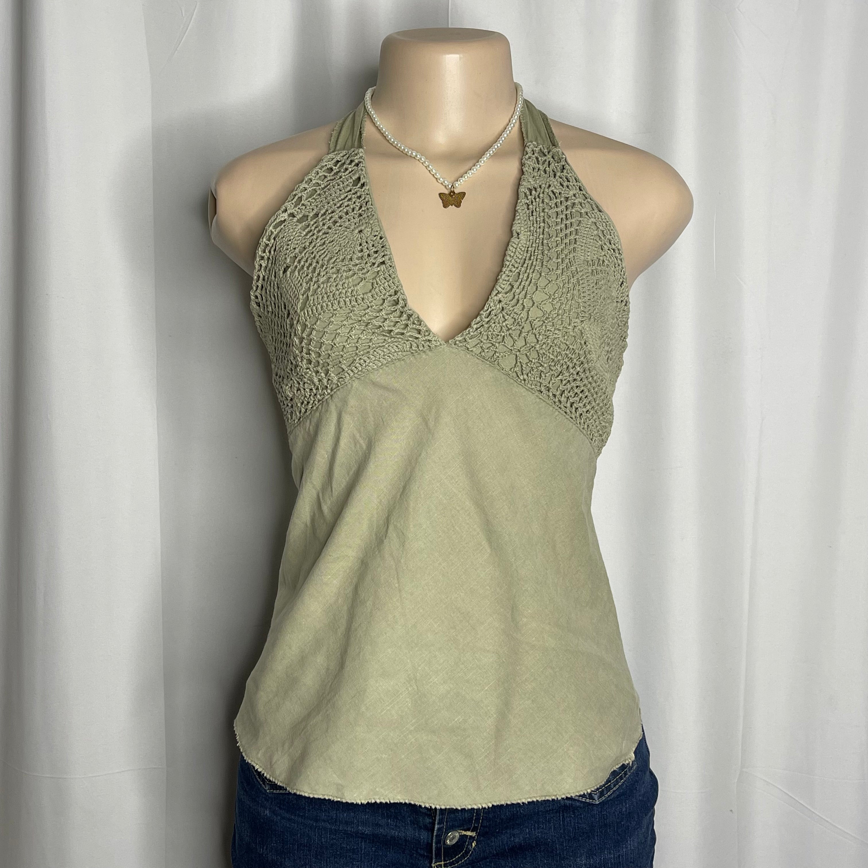 Front Embroidered Halter Neck Top