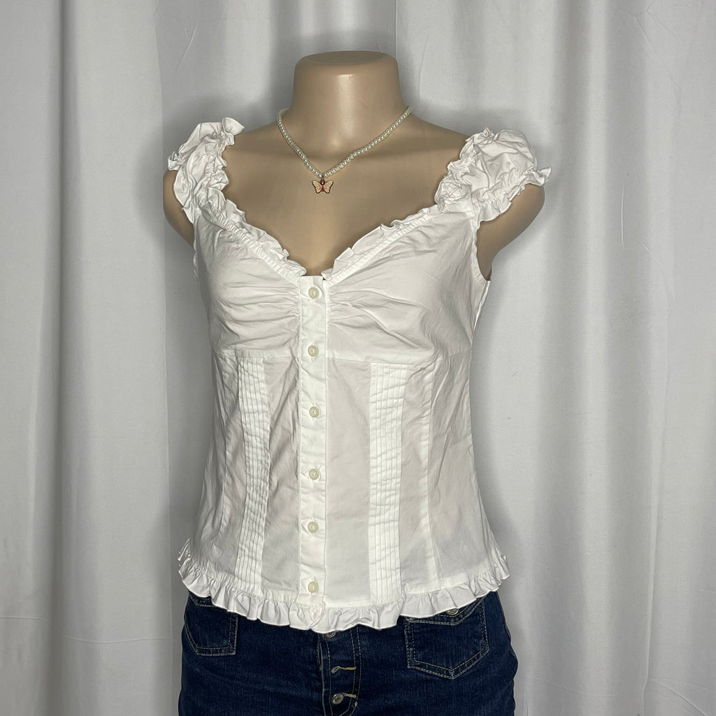 Sleeveless Button Up Blouse