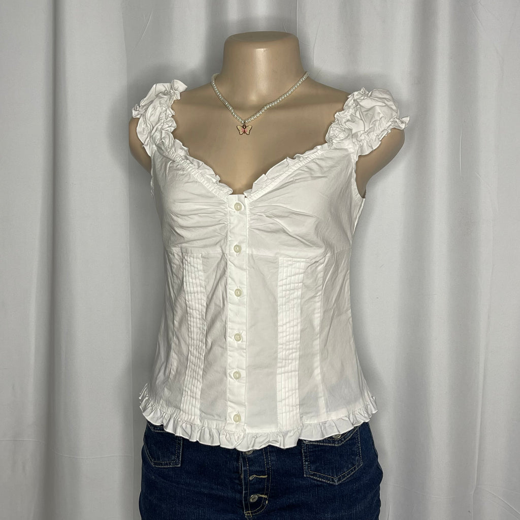 Sleeveless Button Up Blouse