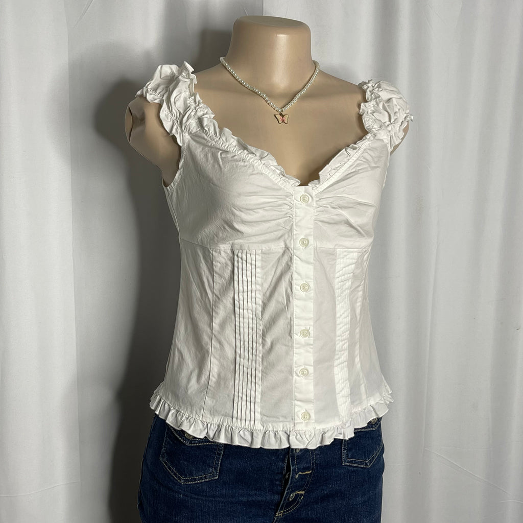 Sleeveless Button Up Blouse