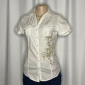 Floral Print White Button Up Shirt