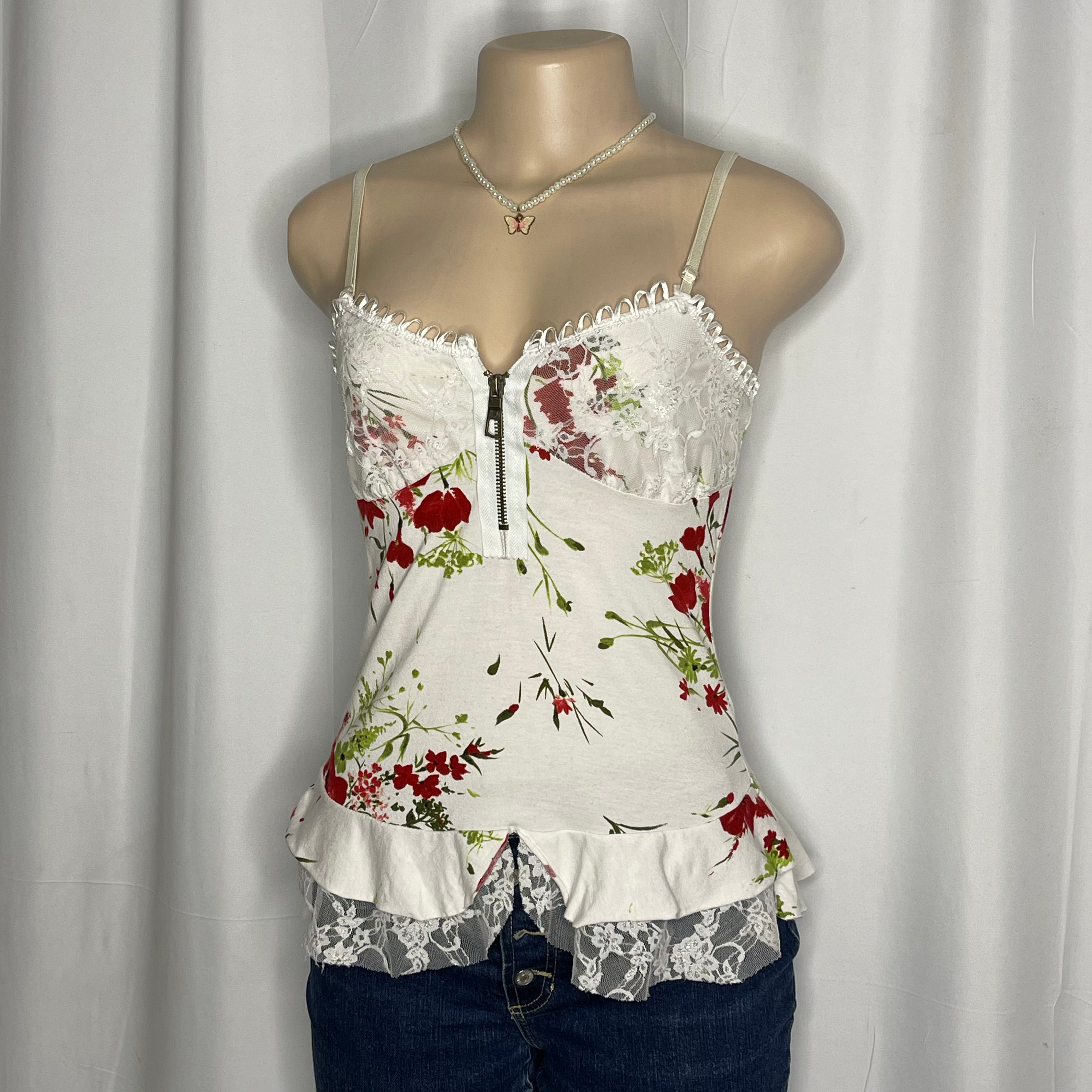 Floral Print  Front Zip Cami Top