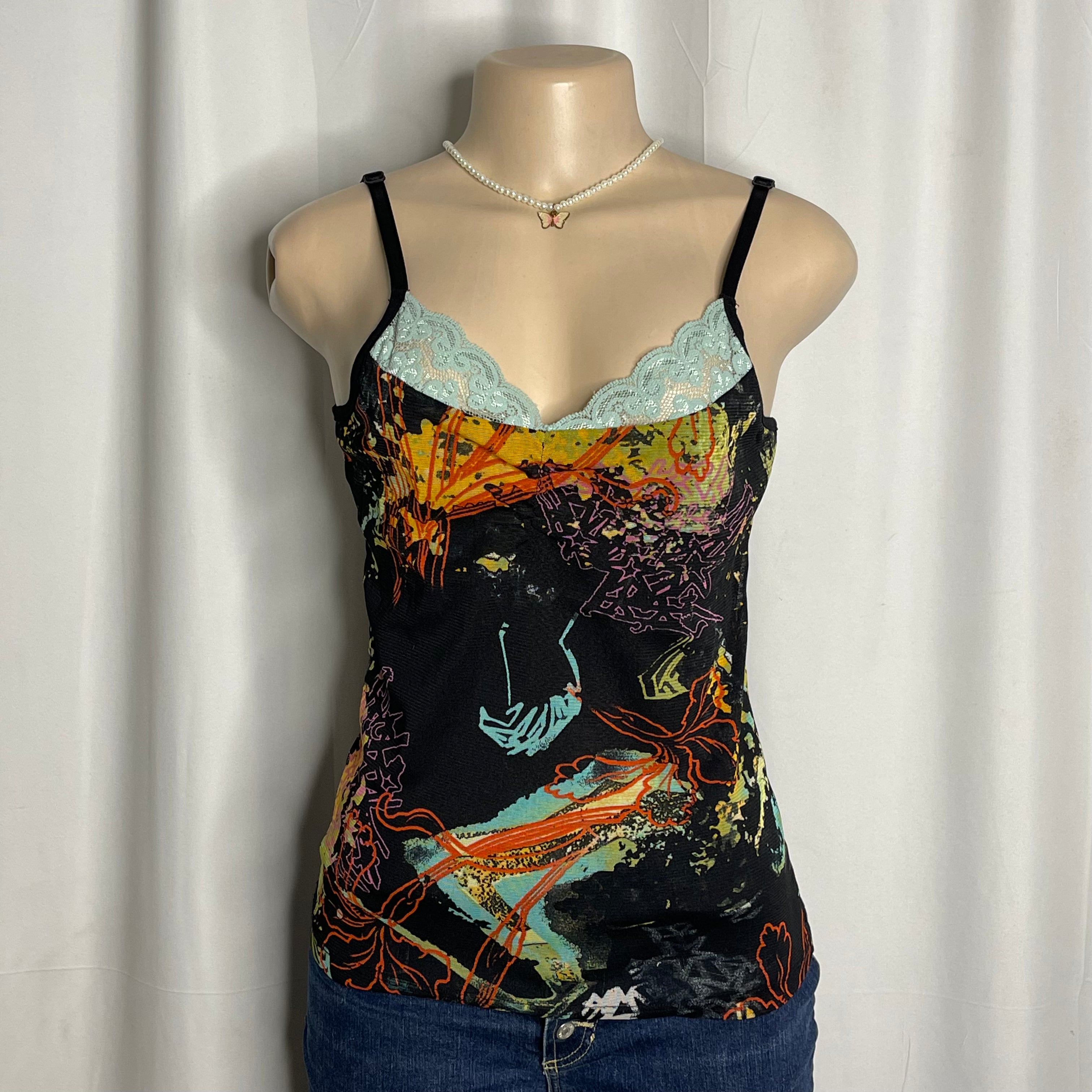 Abstract Multi Colour Print Cami Top