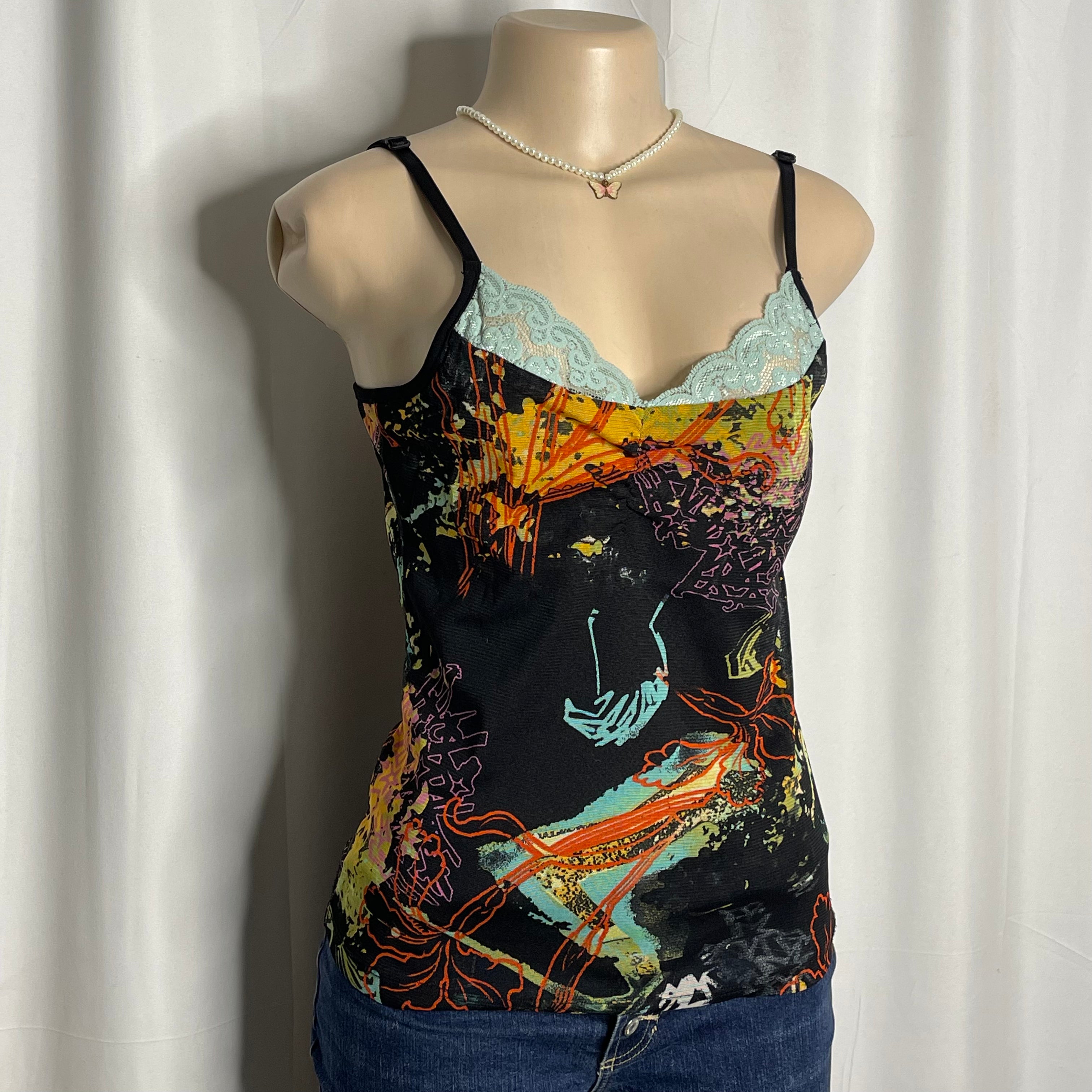 Abstract Multi Colour Print Cami Top