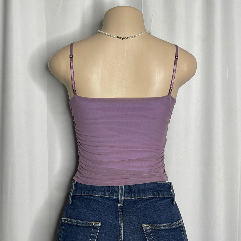Sides Scrunched Purple Cami Top