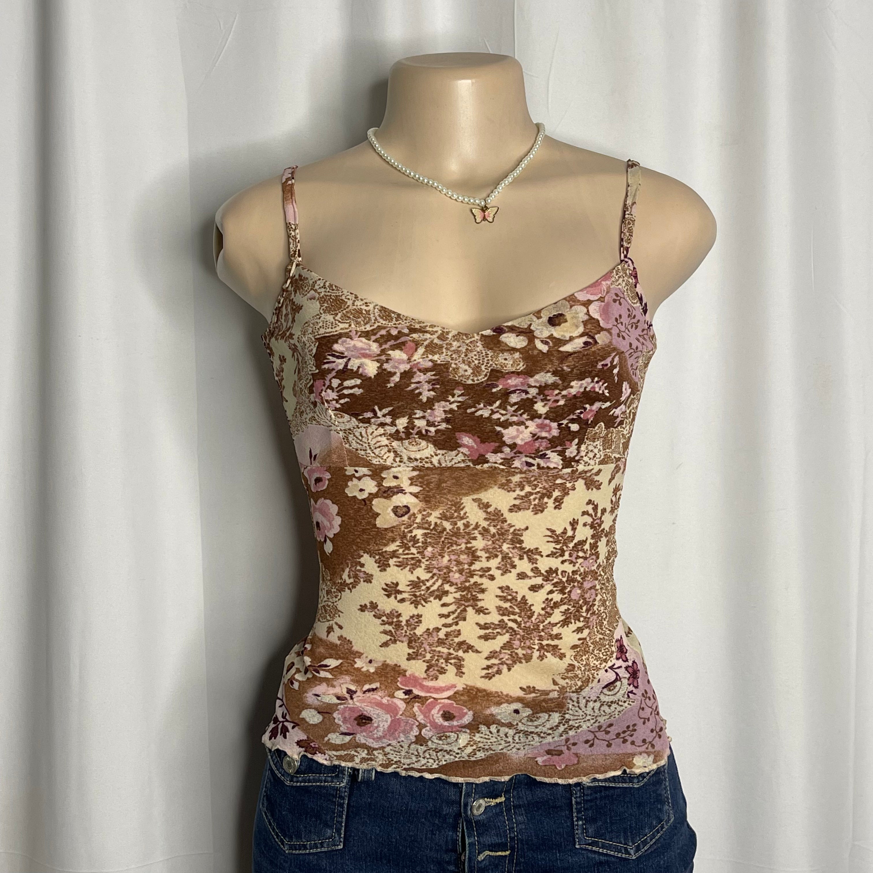 Floral Print Cami Mesh Top