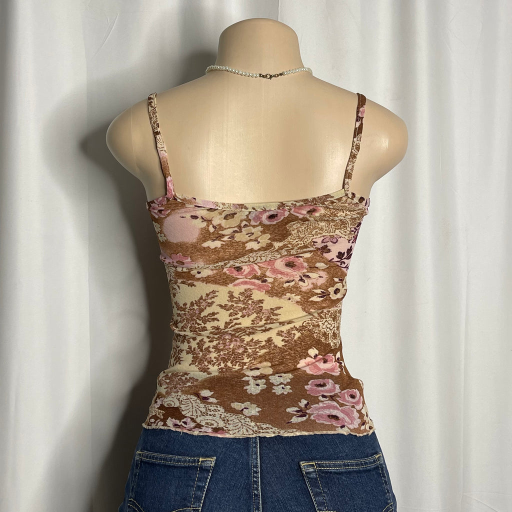 Floral Print Cami Mesh Top